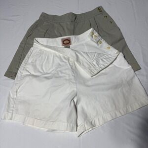 Lot of 2 Vintage Banana Republic Women's Size 14 Side Button Khaki Shorts